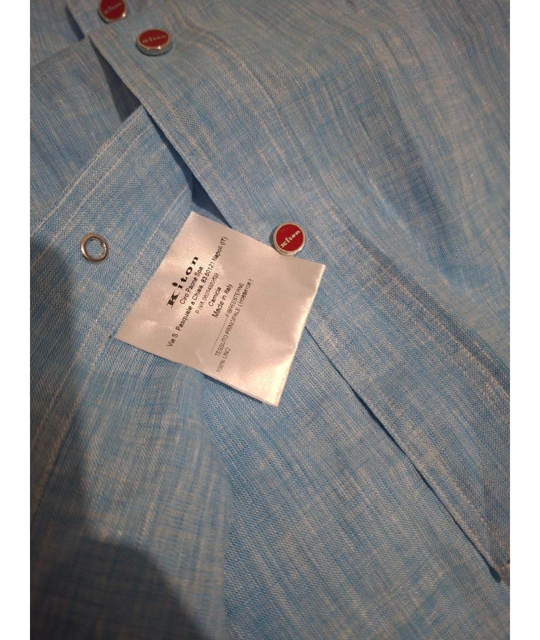 KITON Голубая льняная кэжуал рубашка, фото 4