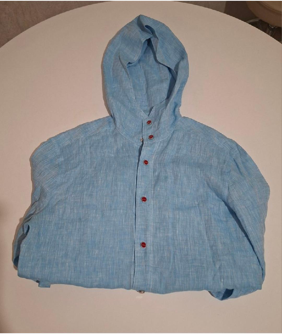 KITON Голубая льняная кэжуал рубашка, фото 2