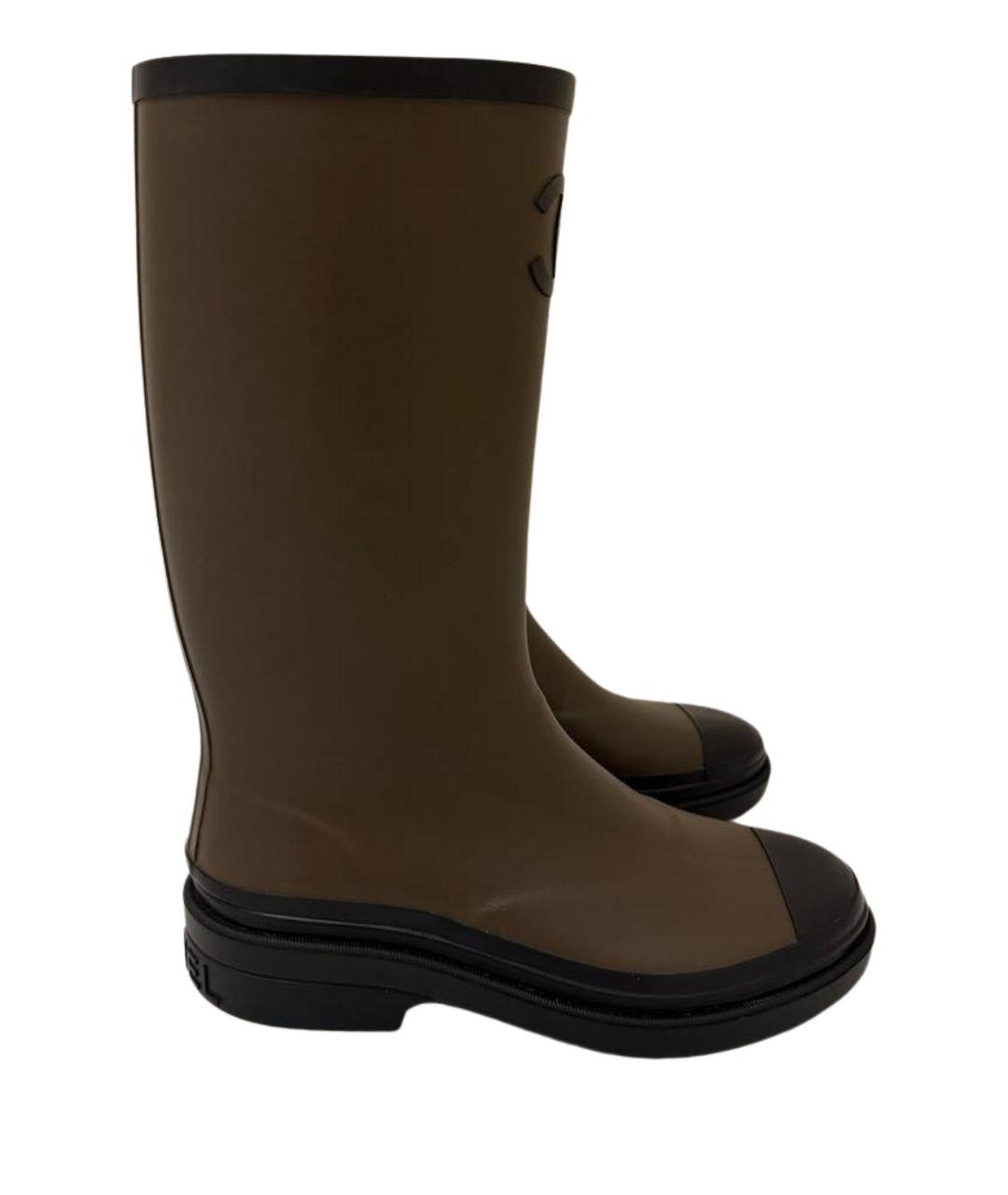 CHANEL Хаки резиновые сапоги, фото 1