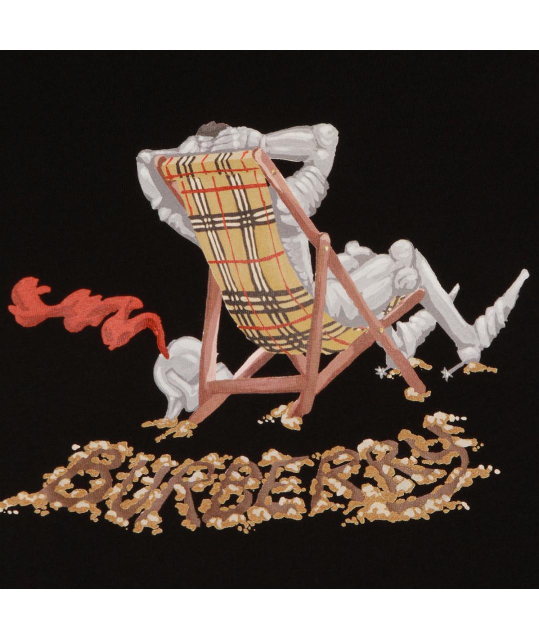 BURBERRY Черная хлопковая футболка, фото 3