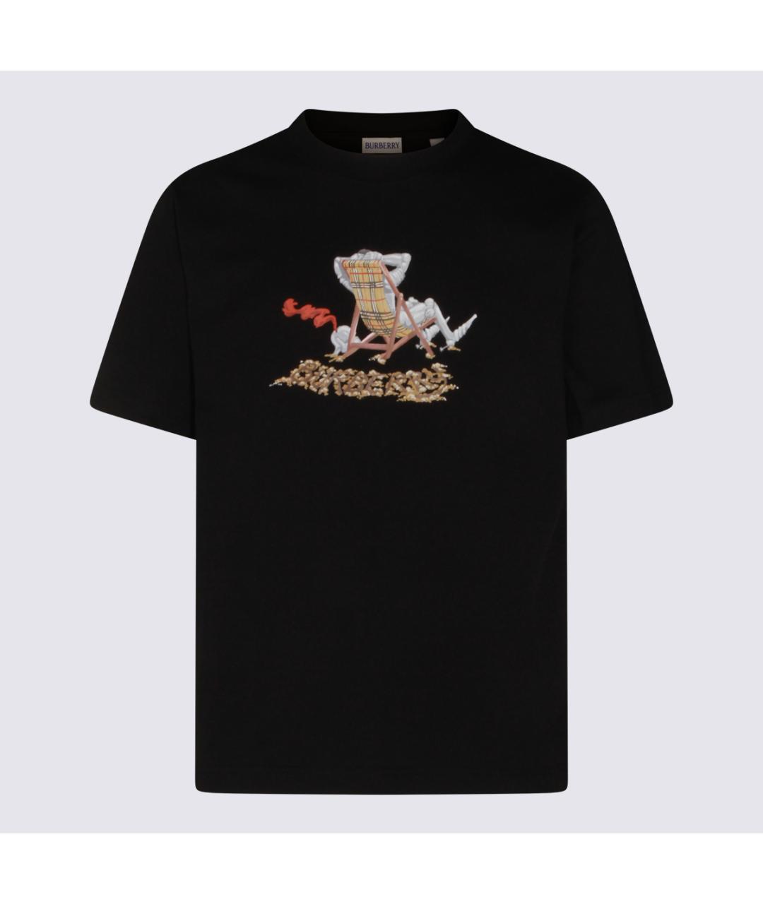 BURBERRY Черная хлопковая футболка, фото 4