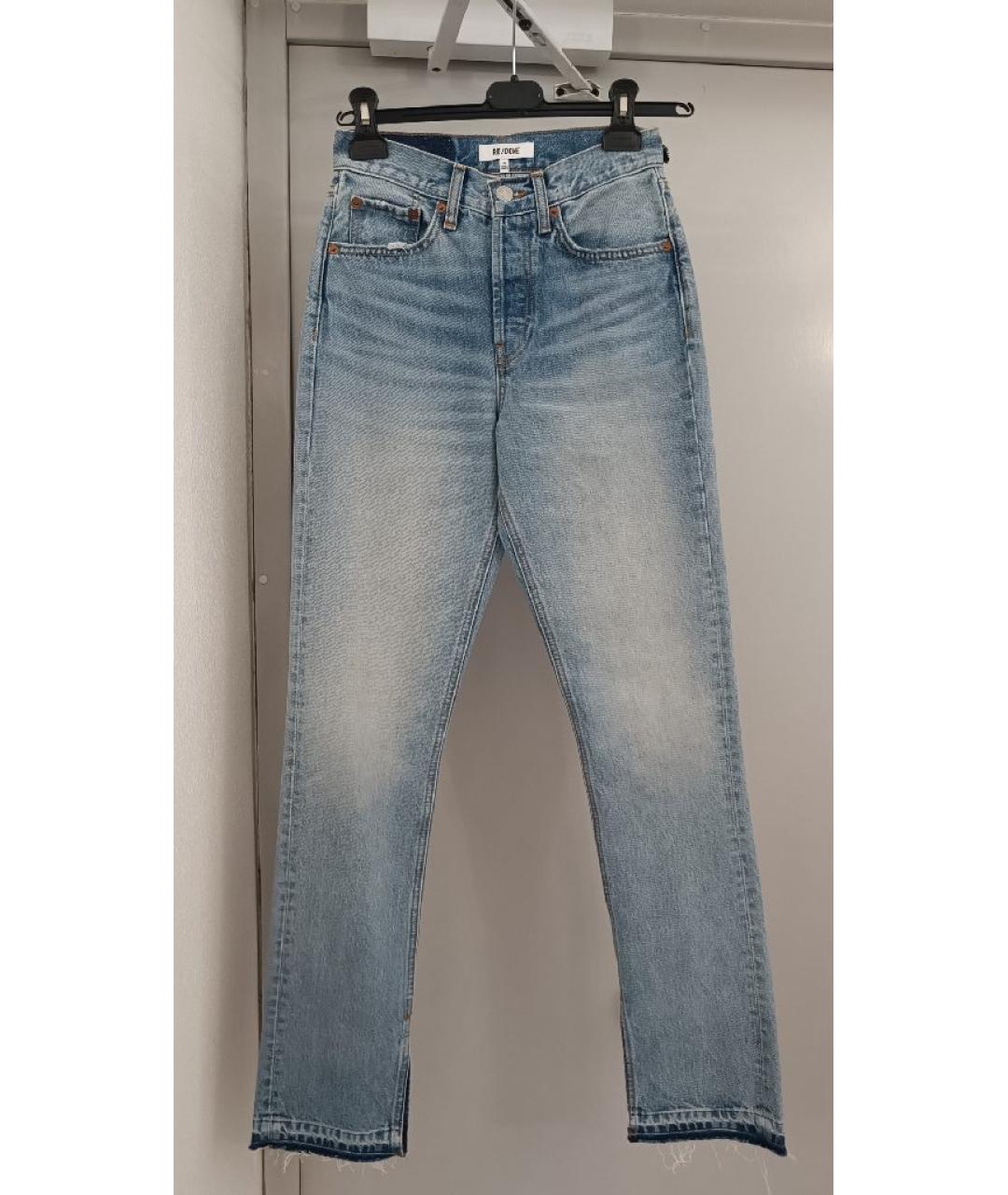 RE/DONE Голубые хлопковые прямые джинсы, фото 9