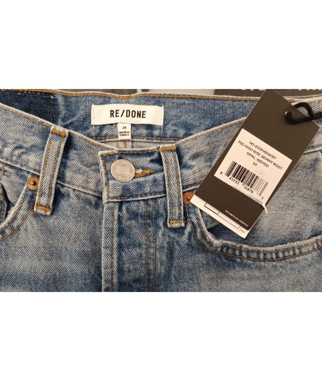 RE/DONE Голубые хлопковые прямые джинсы, фото 3
