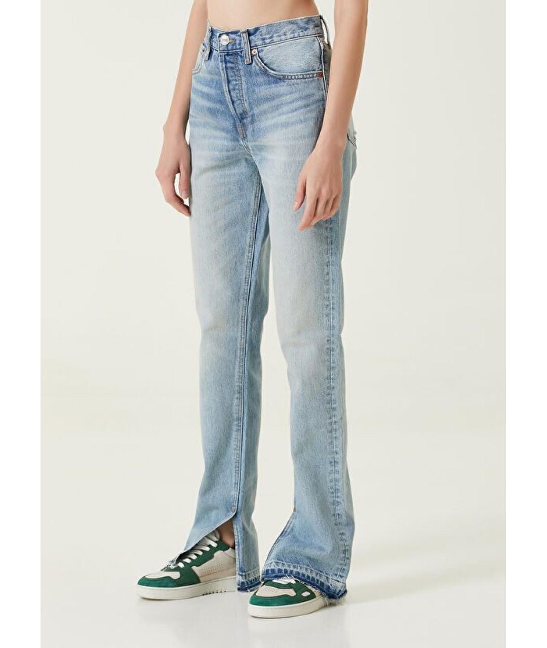 RE/DONE Голубые хлопковые прямые джинсы, фото 5