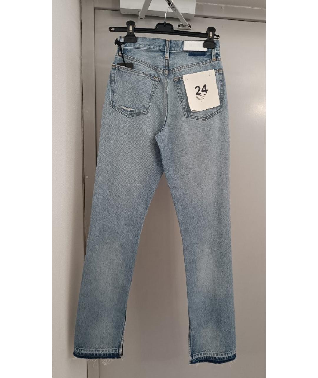 RE/DONE Голубые хлопковые прямые джинсы, фото 2