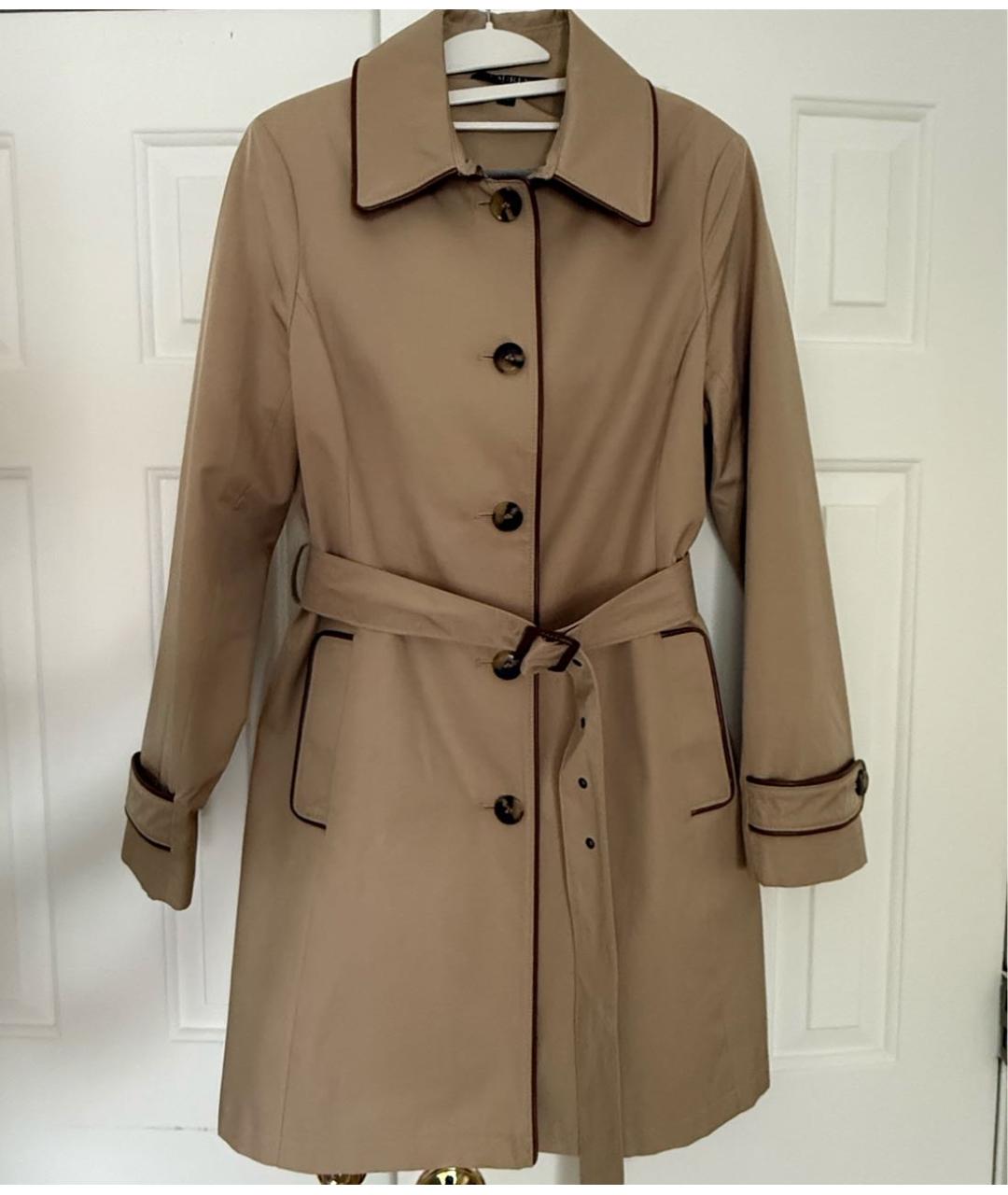 RALPH LAUREN Бежевый хлопковый тренч/плащ, фото 4