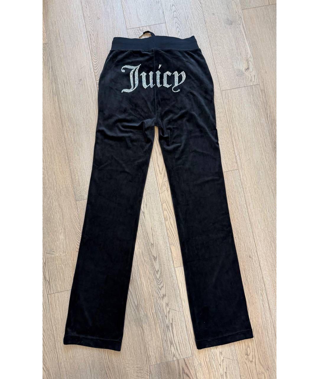 JUICY COUTURE Черные полиэстеровые прямые брюки, фото 3