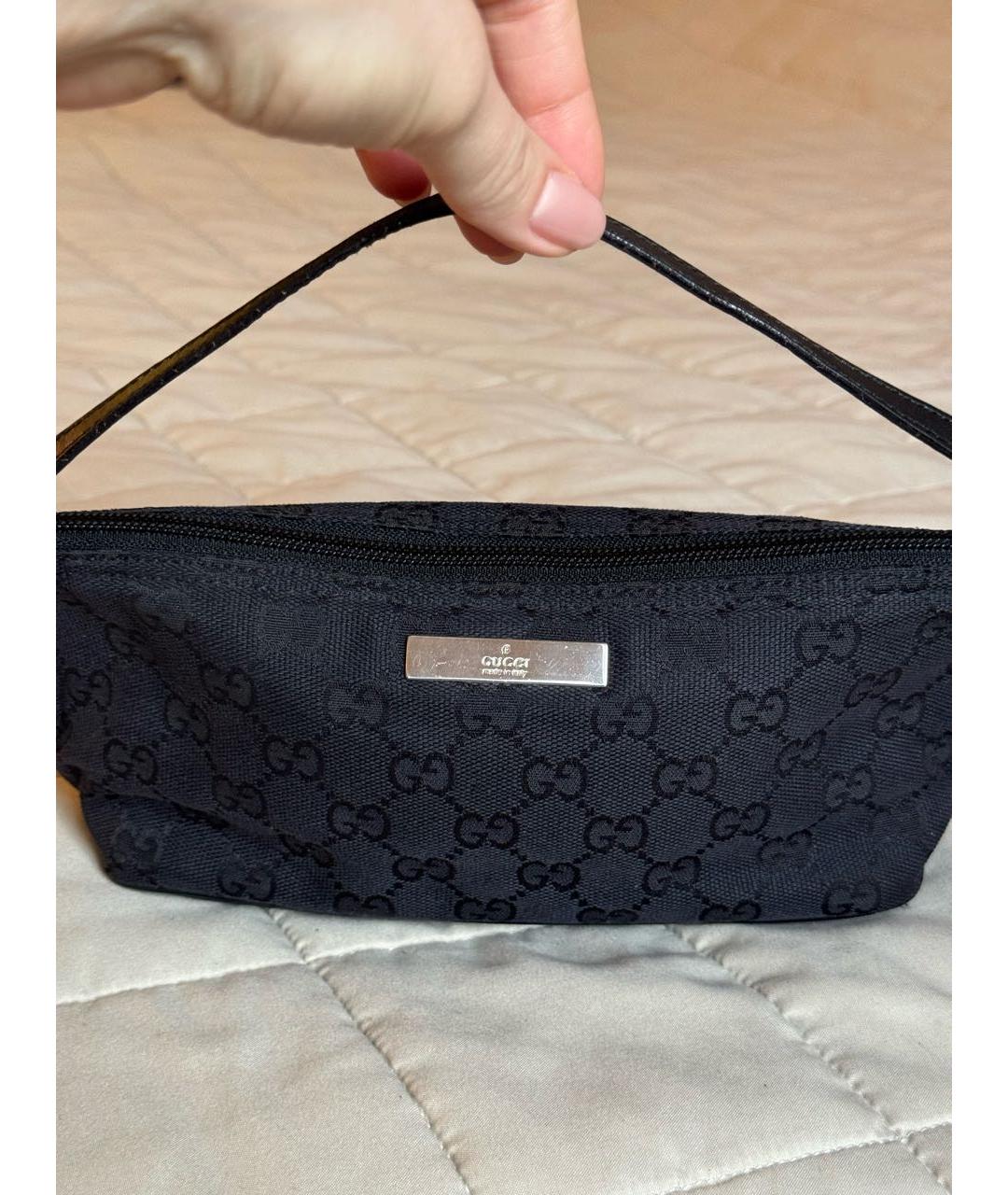 GUCCI Черная деним сумка с короткими ручками, фото 3