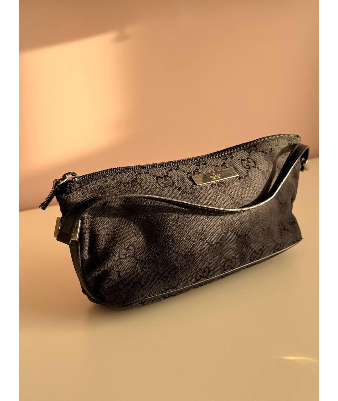 GUCCI Черная деним сумка с короткими ручками, фото 2