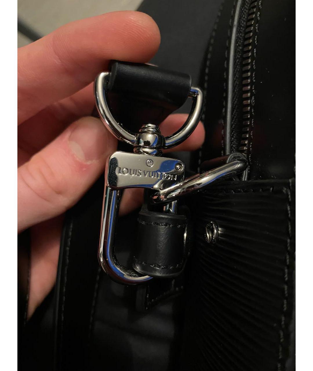 LOUIS VUITTON Черный кожаный портфель, фото 7