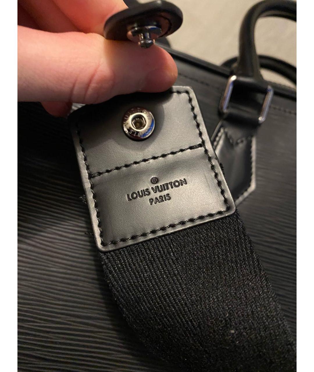 LOUIS VUITTON Черный кожаный портфель, фото 8