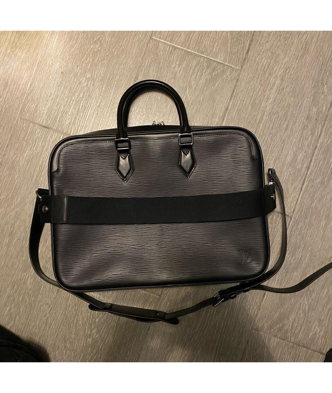 LOUIS VUITTON Черный кожаный портфель, фото 9