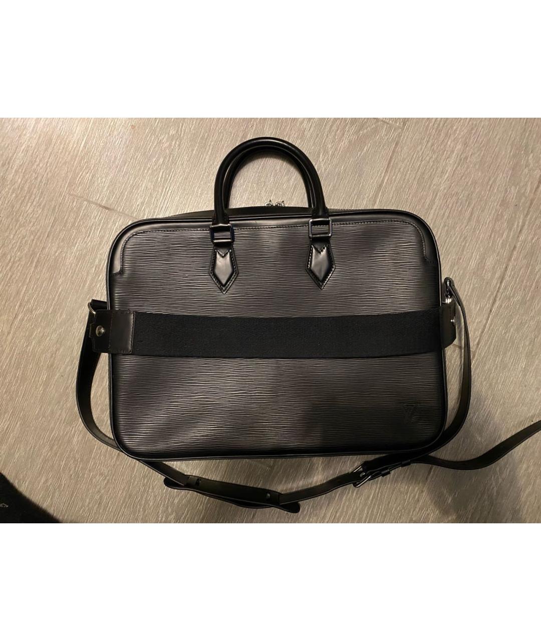 LOUIS VUITTON Черный кожаный портфель, фото 2