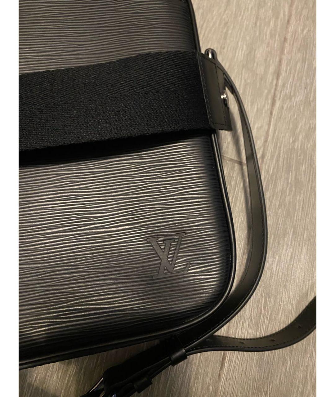 LOUIS VUITTON Черный кожаный портфель, фото 6