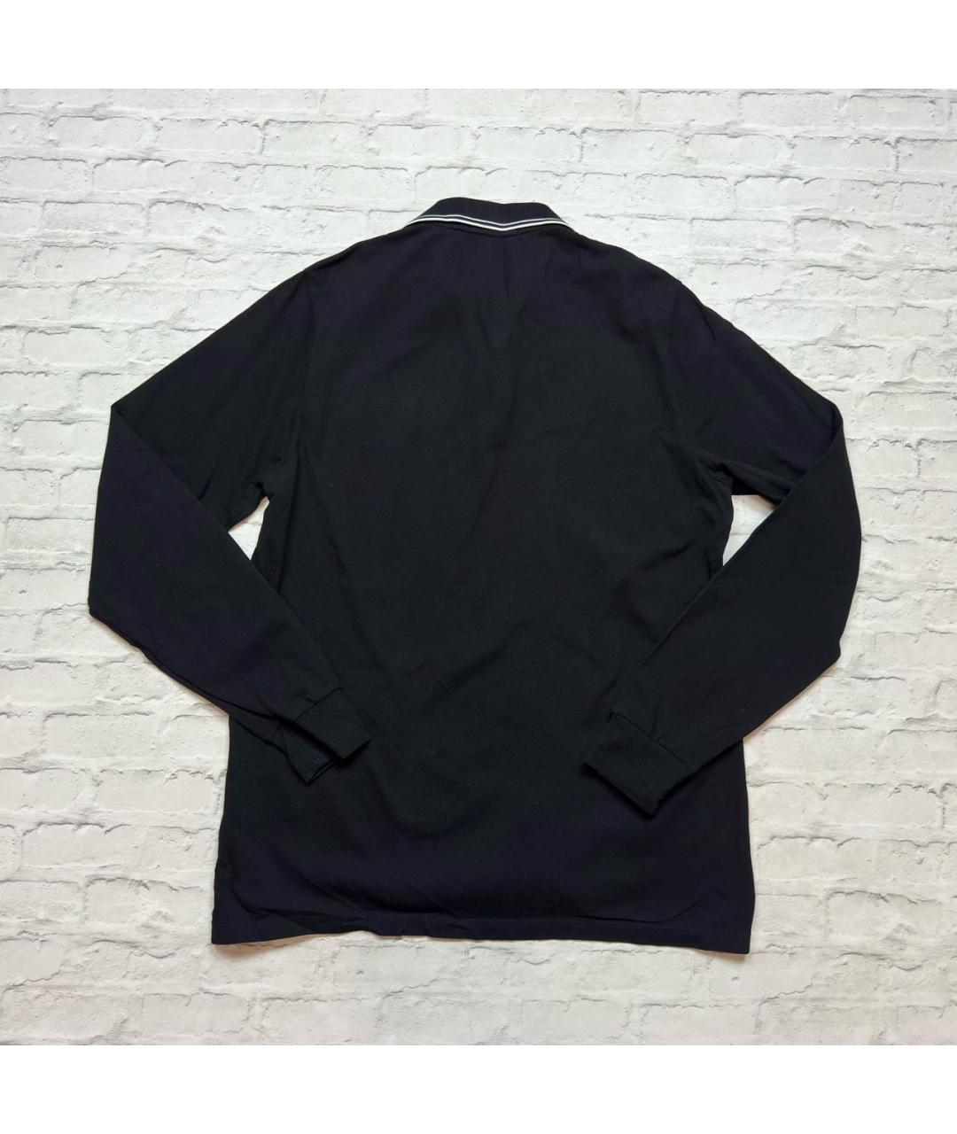 STONE ISLAND Черное хлопко-эластановое поло с длинным рукавом, фото 3