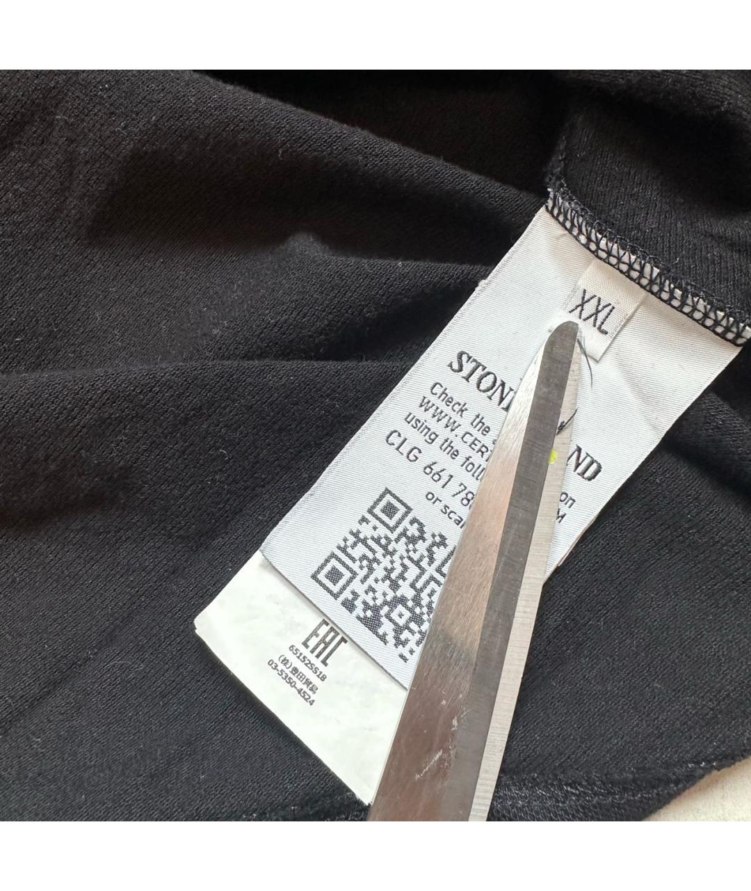STONE ISLAND Черное хлопко-эластановое поло с длинным рукавом, фото 5