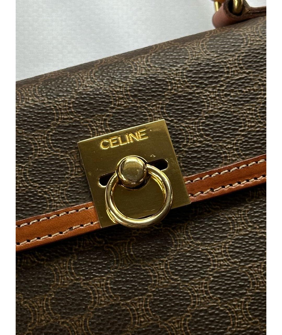CELINE Коричневая сумка с короткими ручками, фото 5