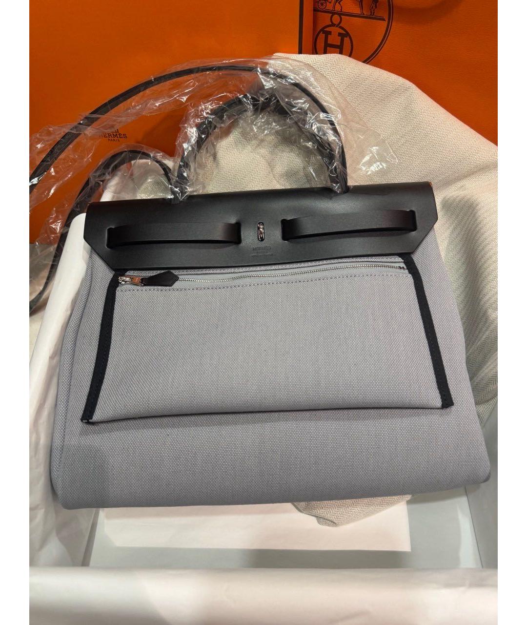 HERMES Серая тканевая сумка через плечо, фото 3