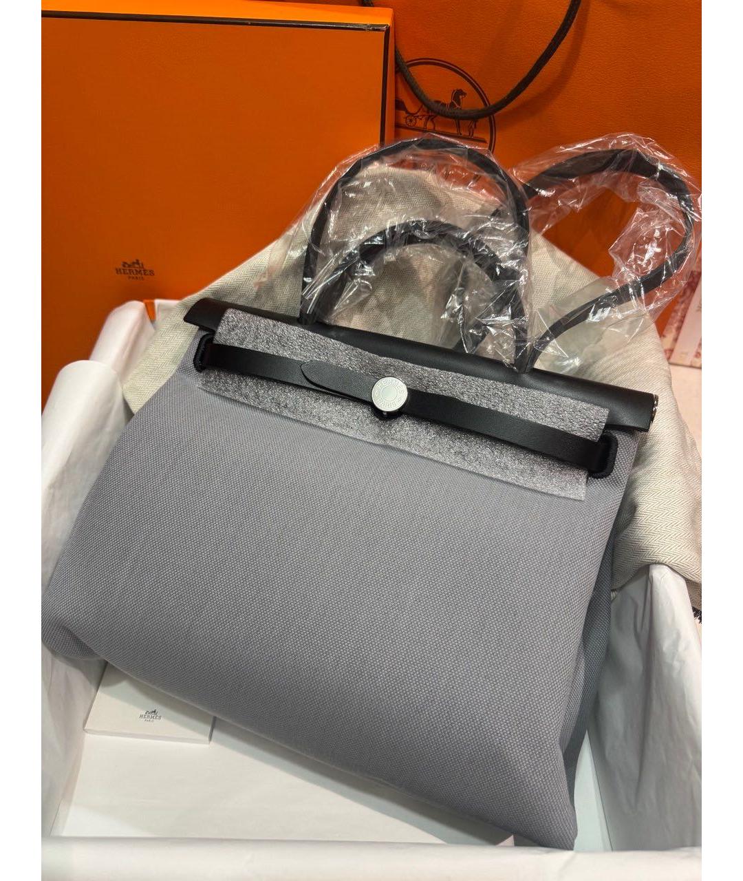 HERMES Серая тканевая сумка через плечо, фото 2