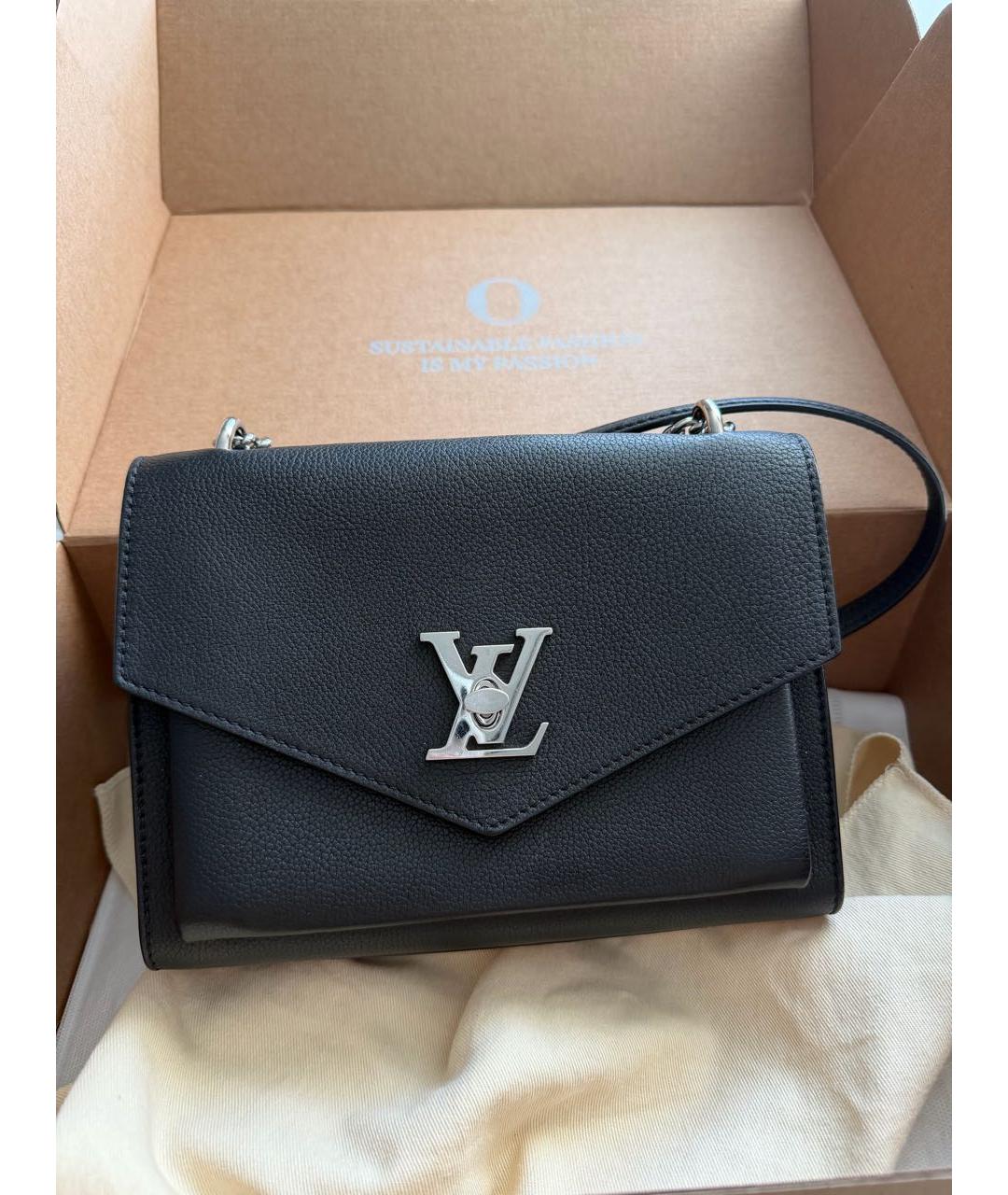 LOUIS VUITTON Черная кожаная сумка через плечо, фото 4