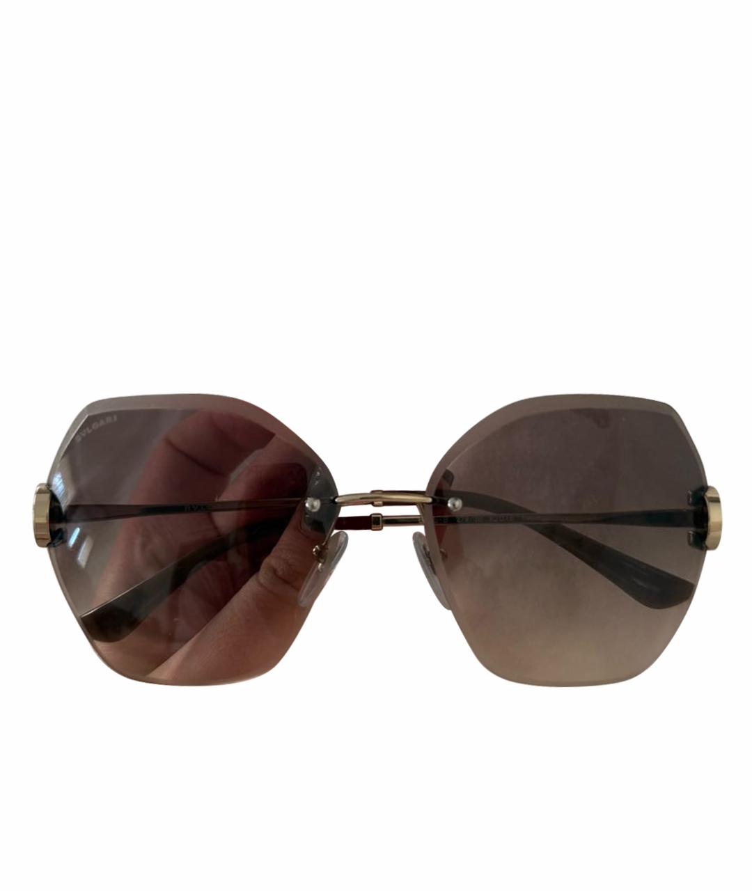 BVLGARI Золотые металлические солнцезащитные очки, фото 1