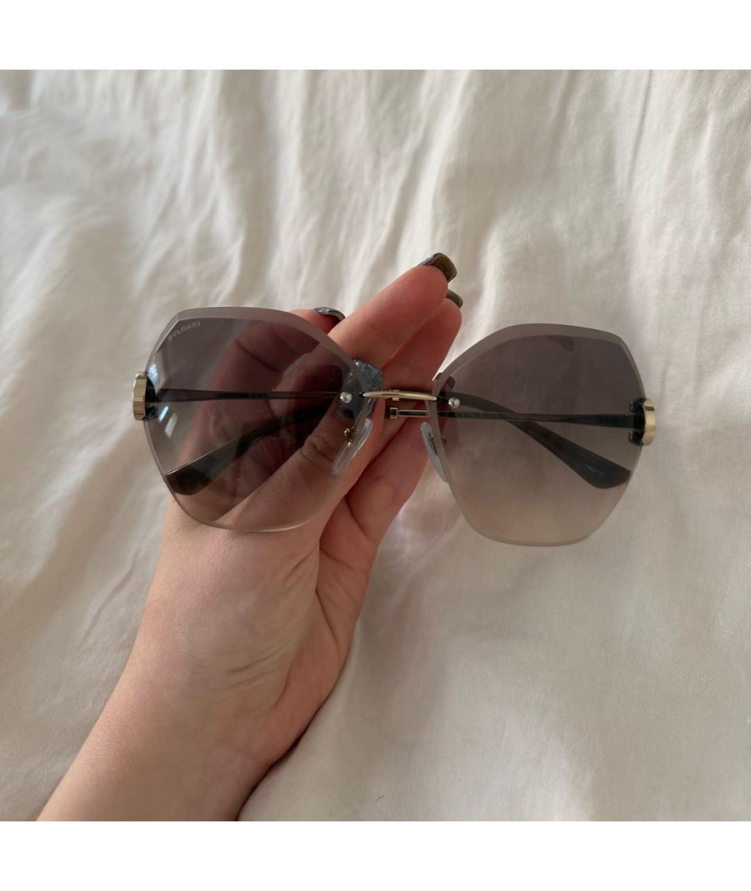 BVLGARI Золотые металлические солнцезащитные очки, фото 6