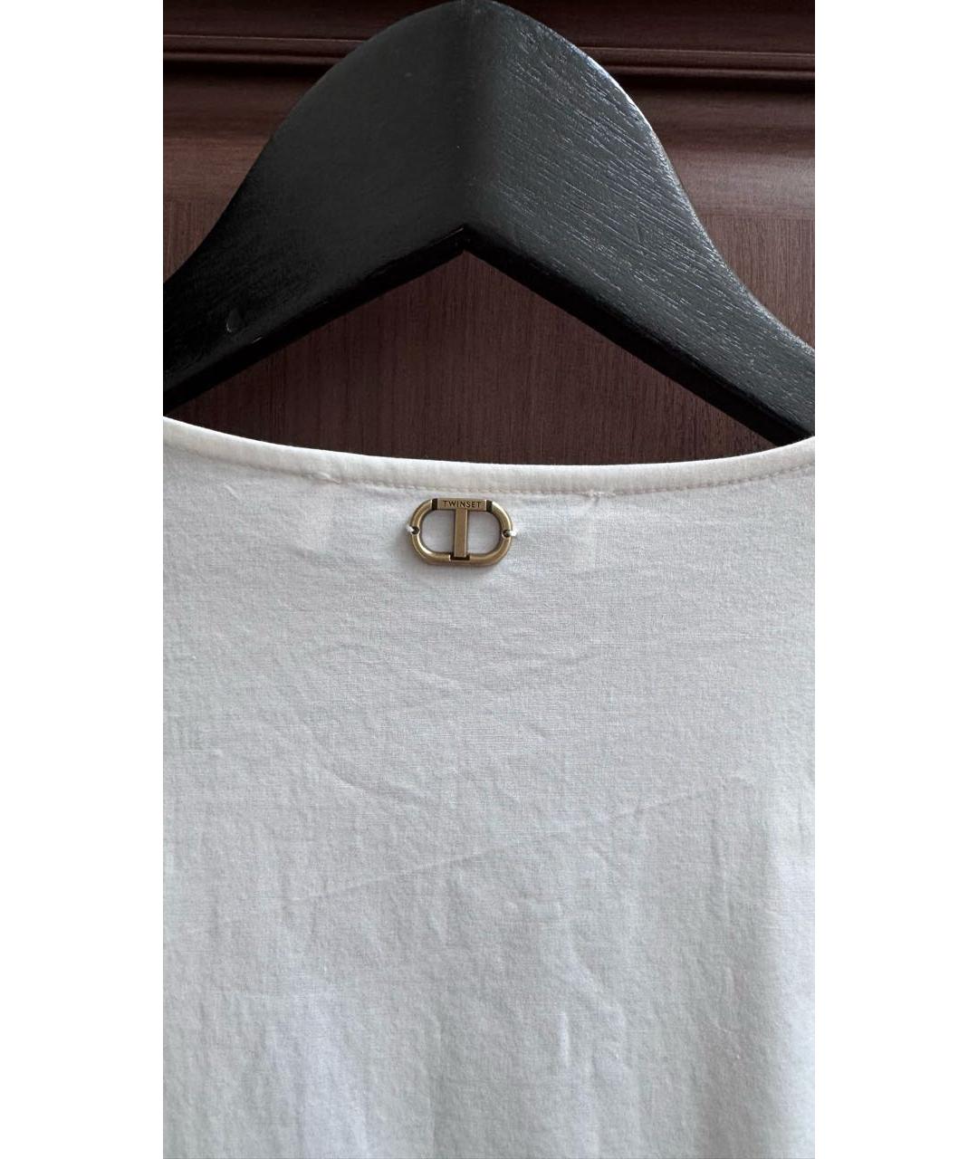 TWIN-SET Белый хлопковый сарафан, фото 4