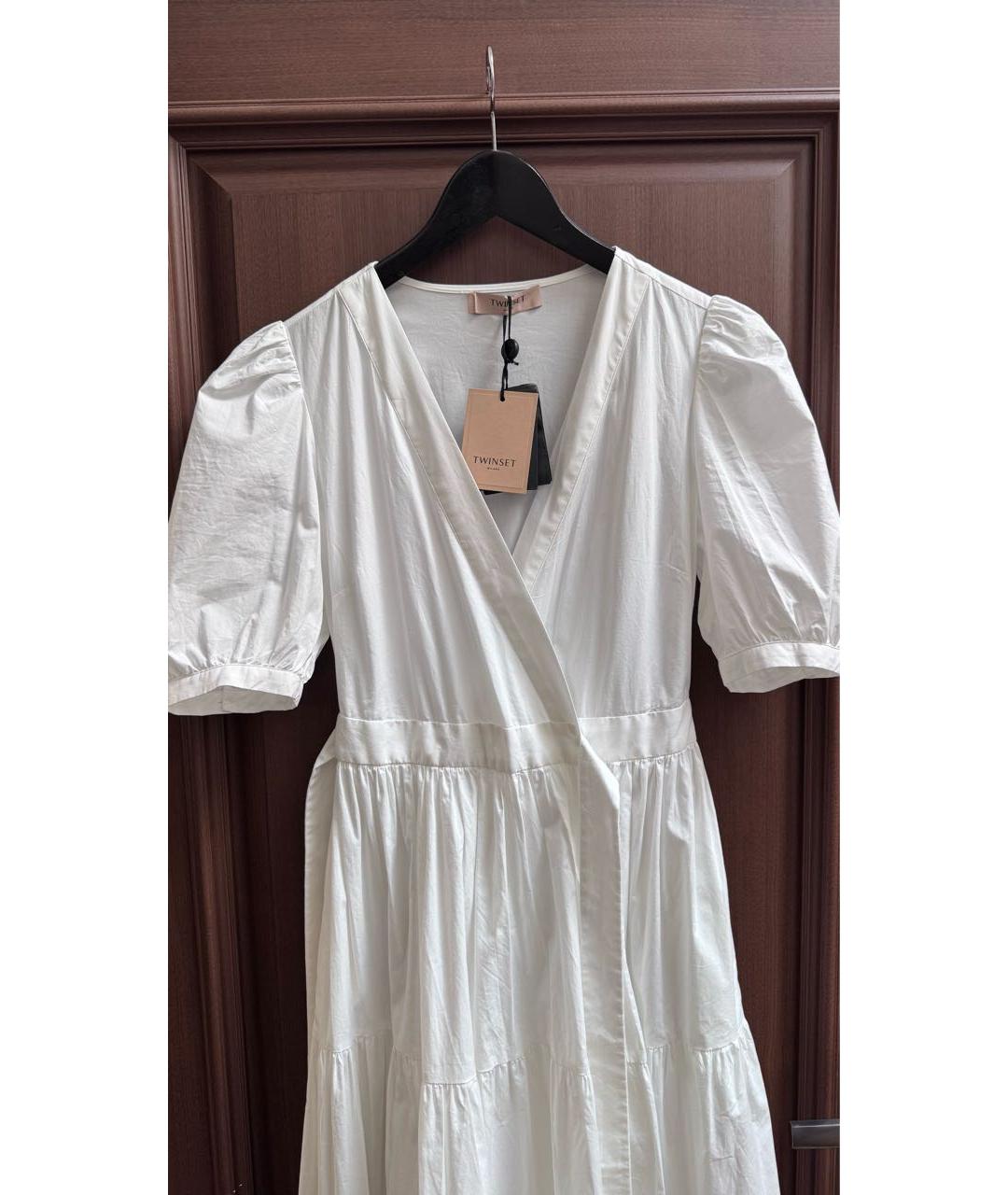 TWIN-SET Белый хлопковый сарафан, фото 3
