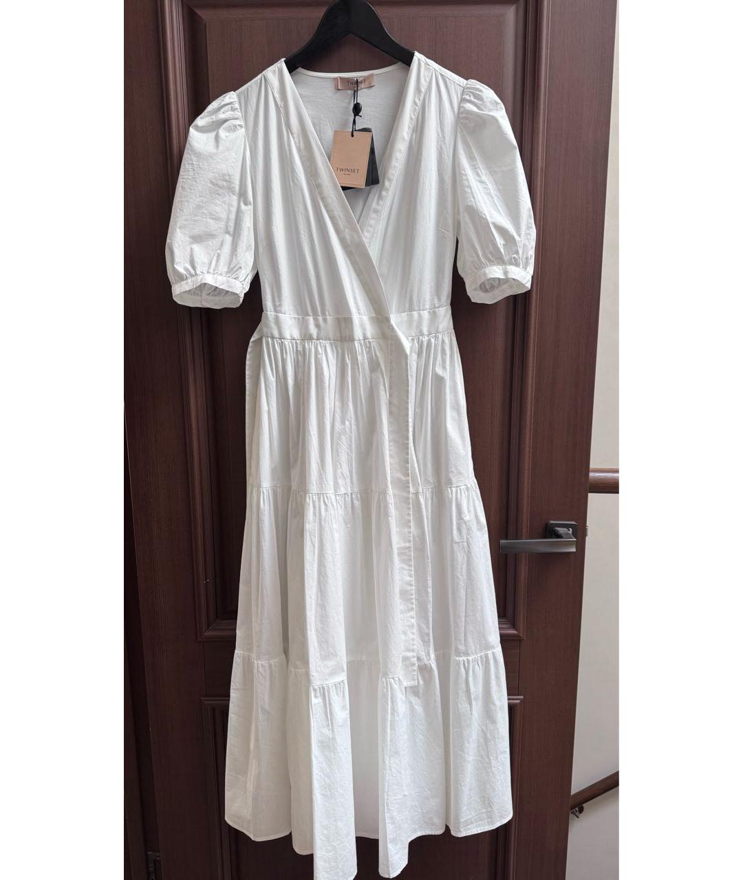 TWIN-SET Белый хлопковый сарафан, фото 8