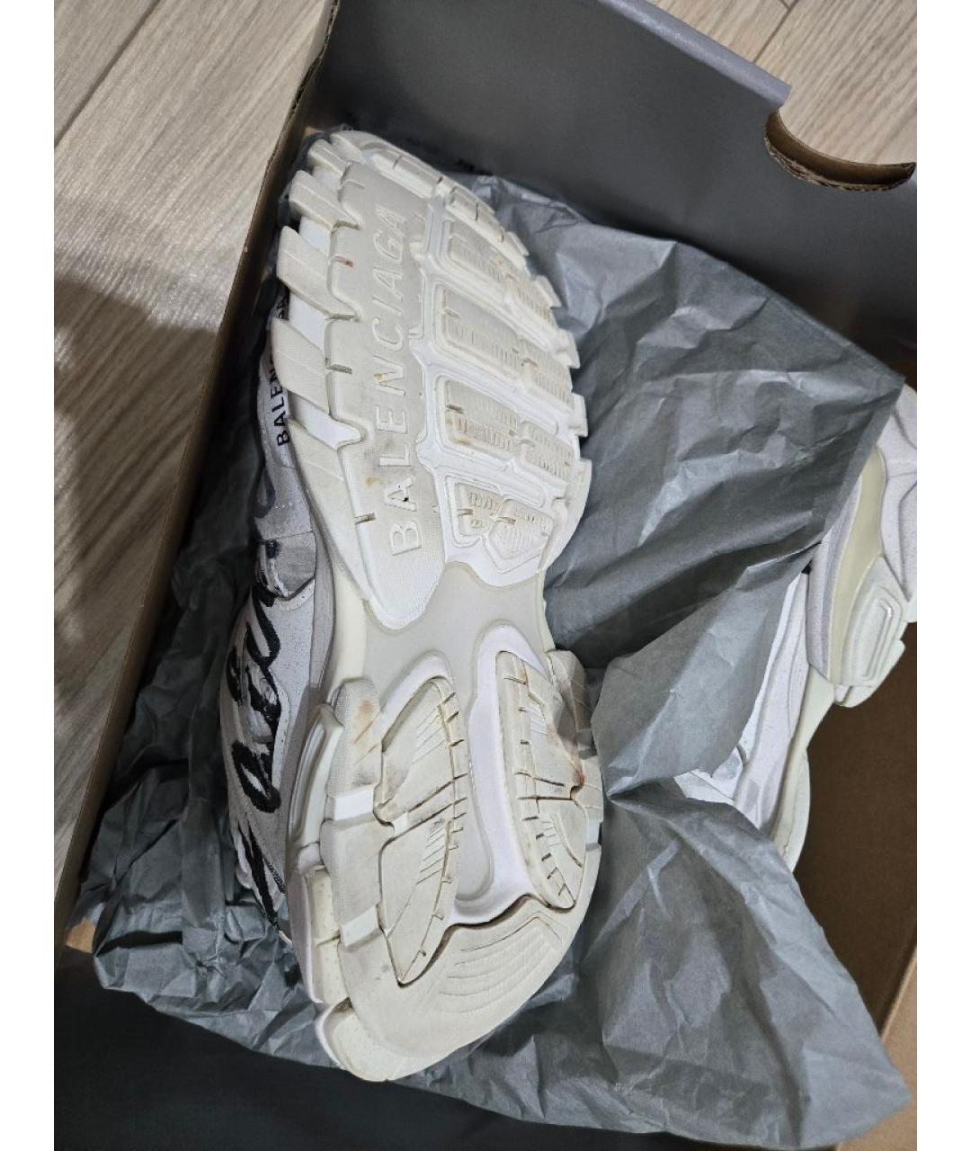 BALENCIAGA Белые кожаные кроссовки, фото 5