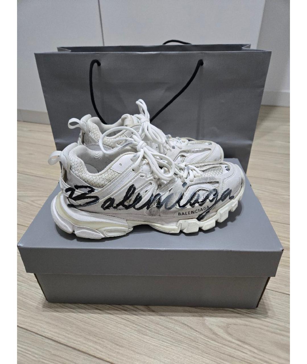 BALENCIAGA Белые кожаные кроссовки, фото 9