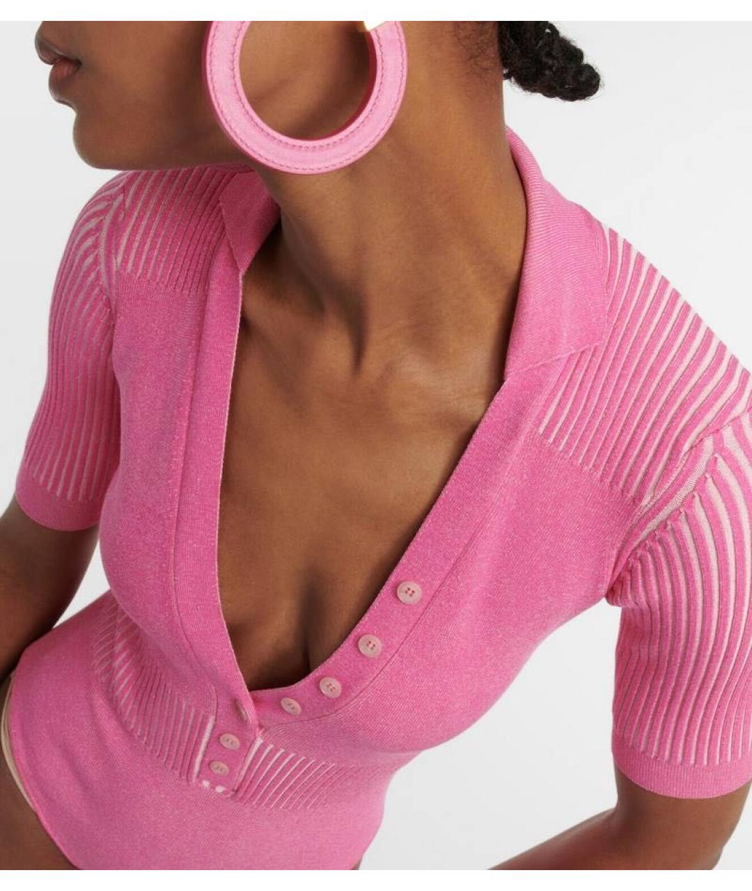 JACQUEMUS Розовое вискозное боди, фото 3