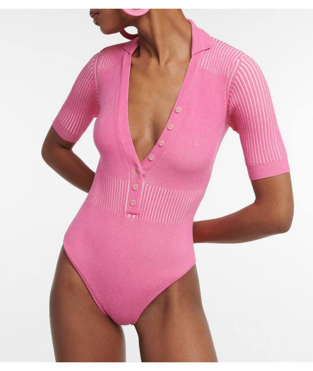 JACQUEMUS Розовое вискозное боди, фото 2