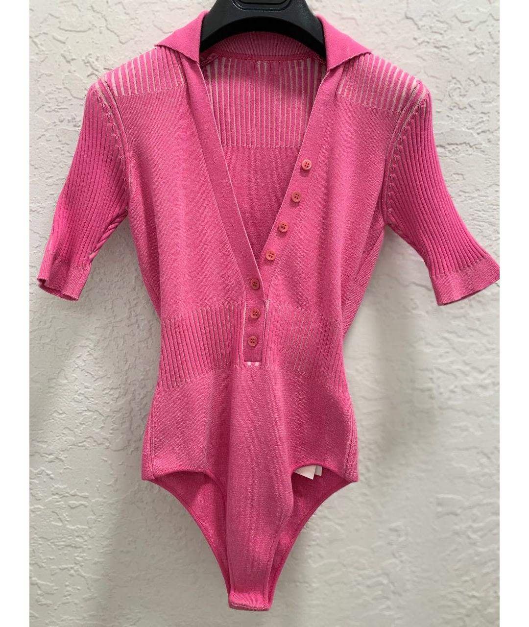 JACQUEMUS Розовое вискозное боди, фото 7