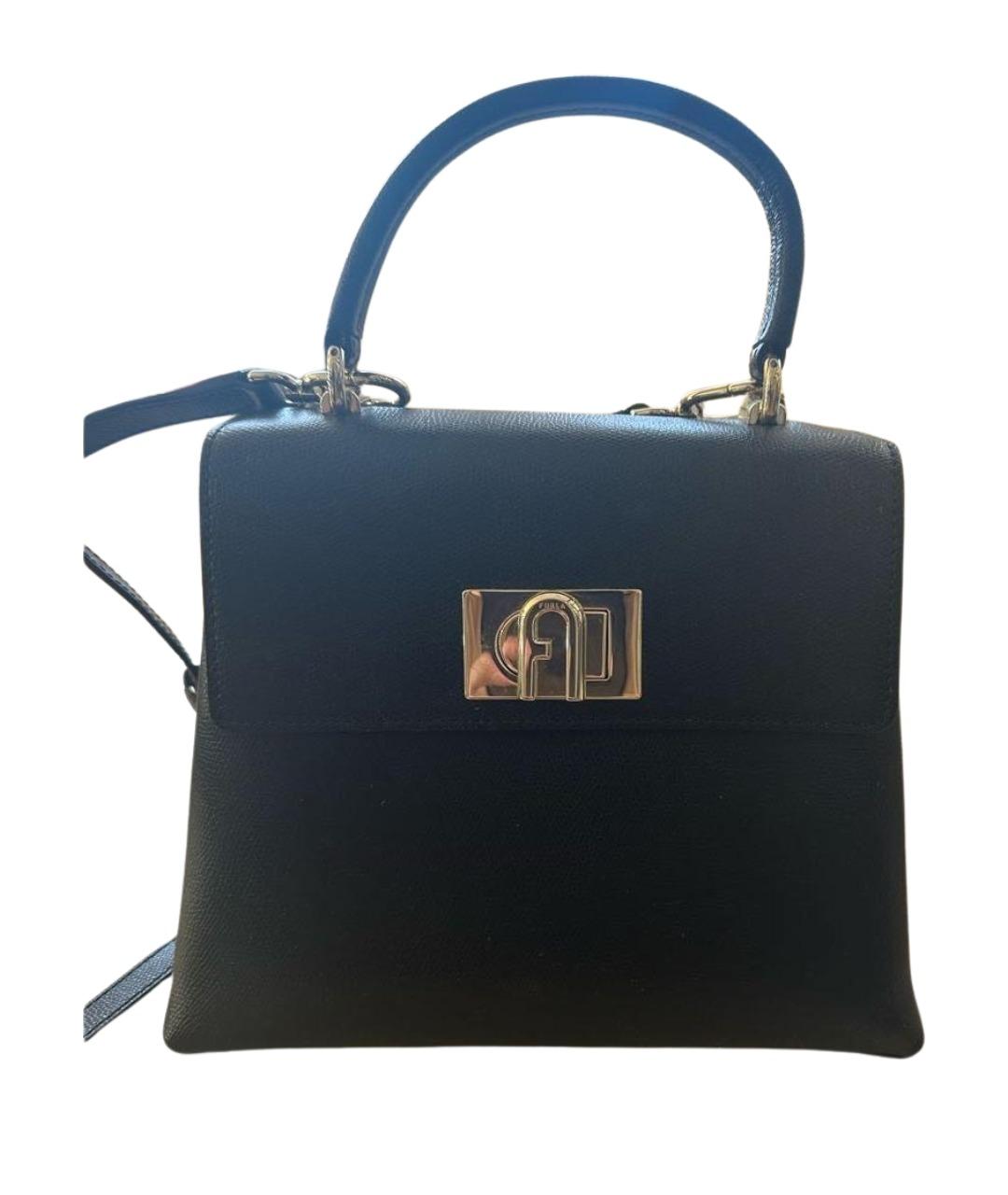 FURLA Черная кожаная сумка с короткими ручками, фото 1