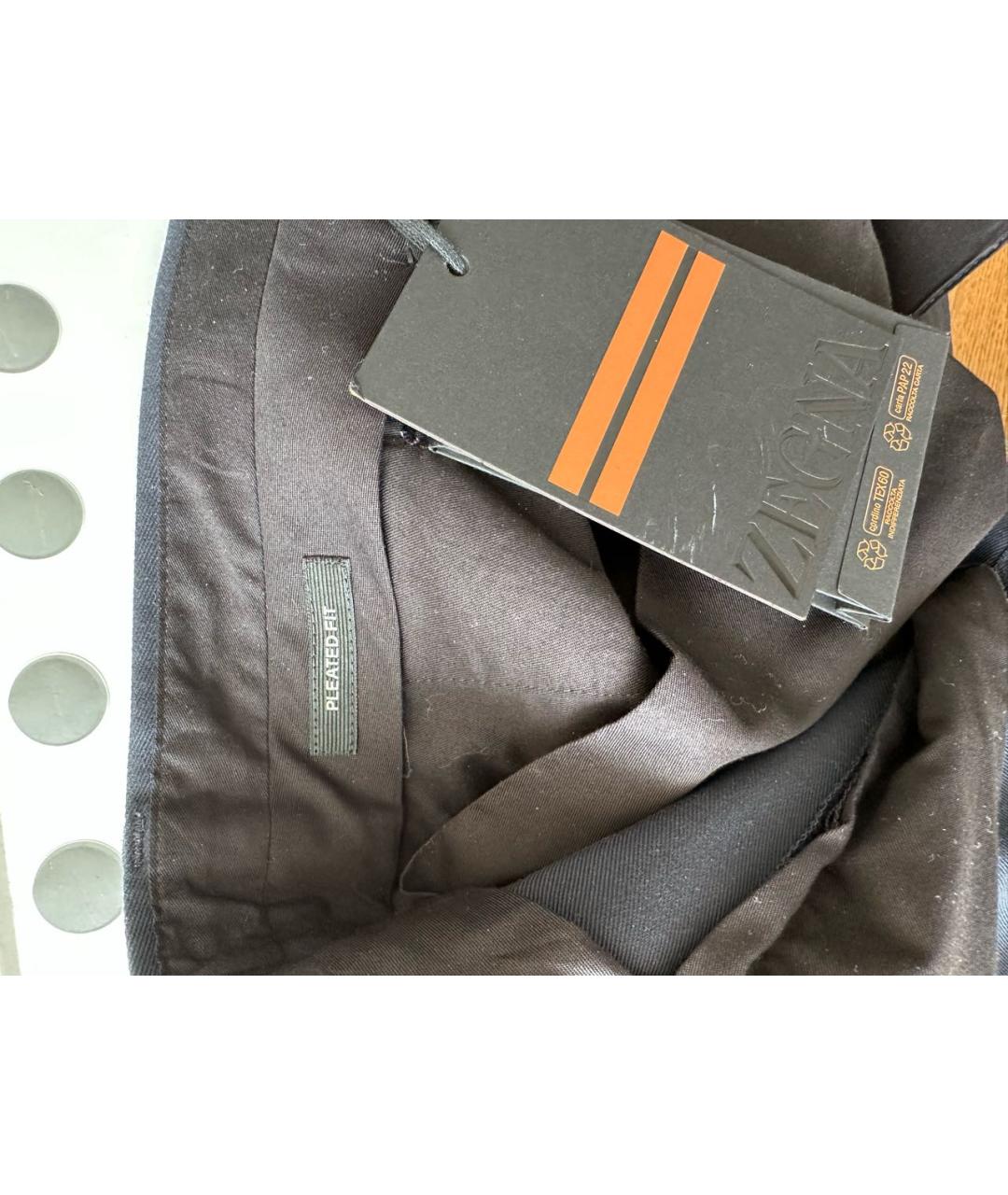 ZEGNA Темно-синие хлопковые повседневные брюки, фото 4