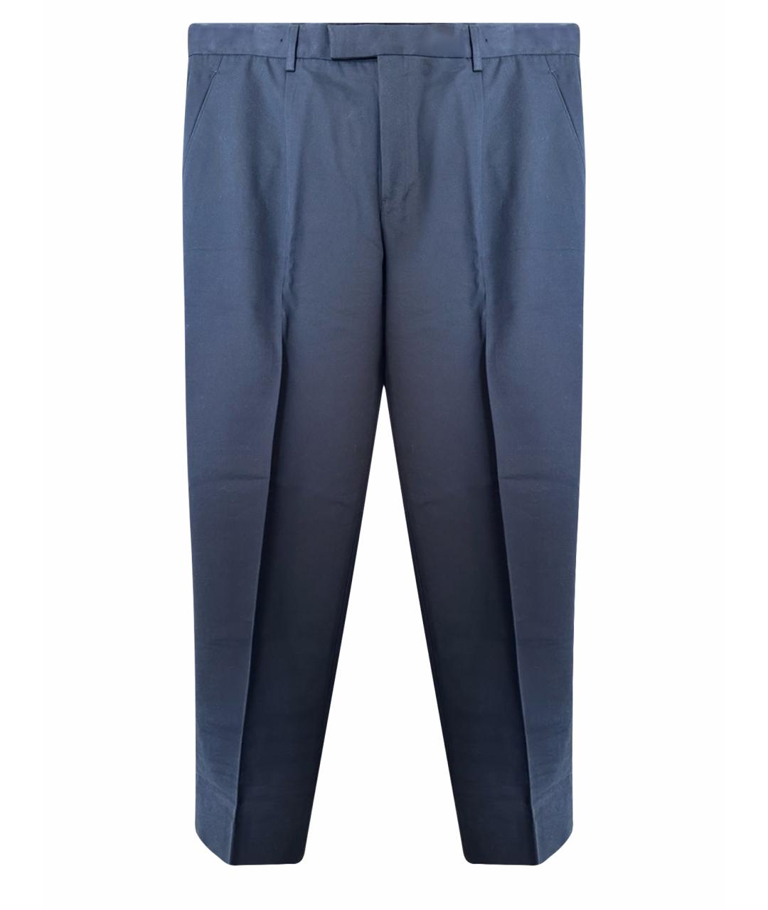 ZEGNA Темно-синие хлопковые повседневные брюки, фото 1