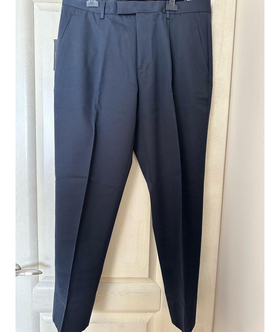 ZEGNA Темно-синие хлопковые повседневные брюки, фото 6