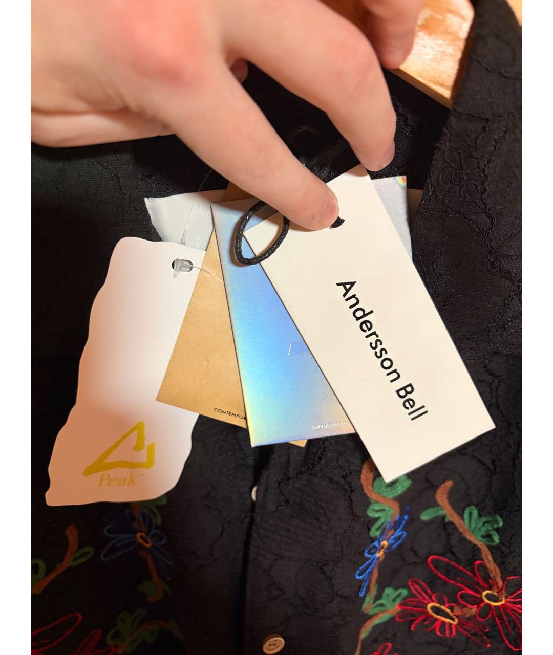 ANDERSSON BELL Черная хлопковая кэжуал рубашка, фото 4