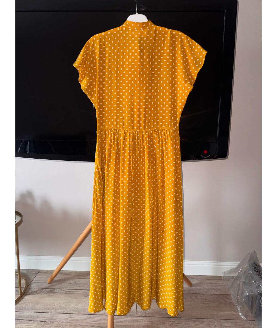 CELINE Горчичное шелковое повседневное платье, фото 2