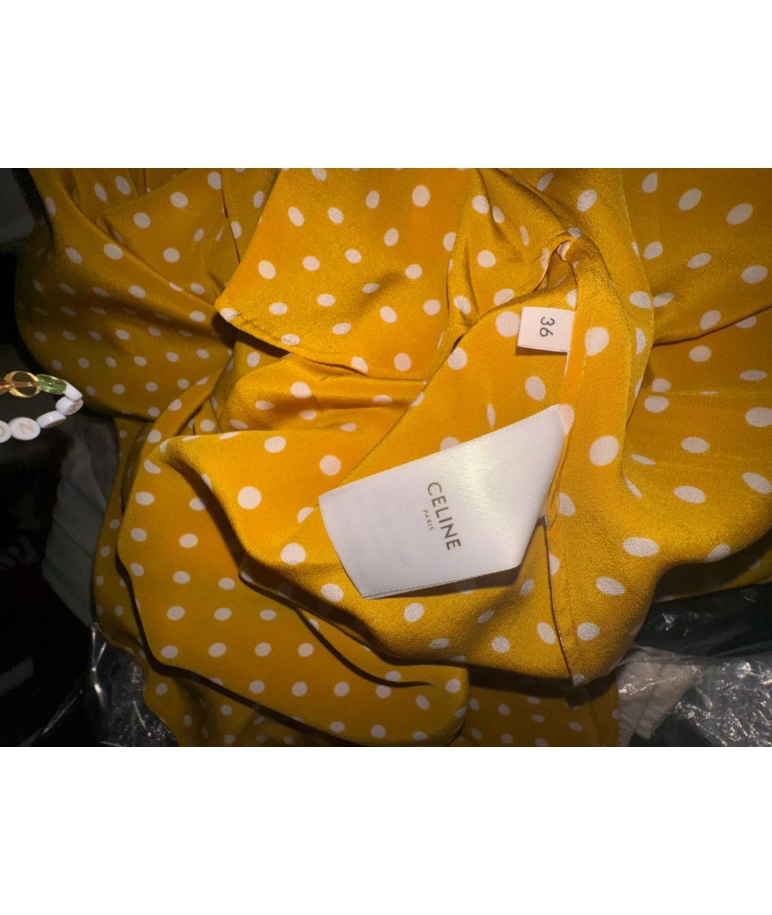 CELINE Горчичное шелковое повседневное платье, фото 5