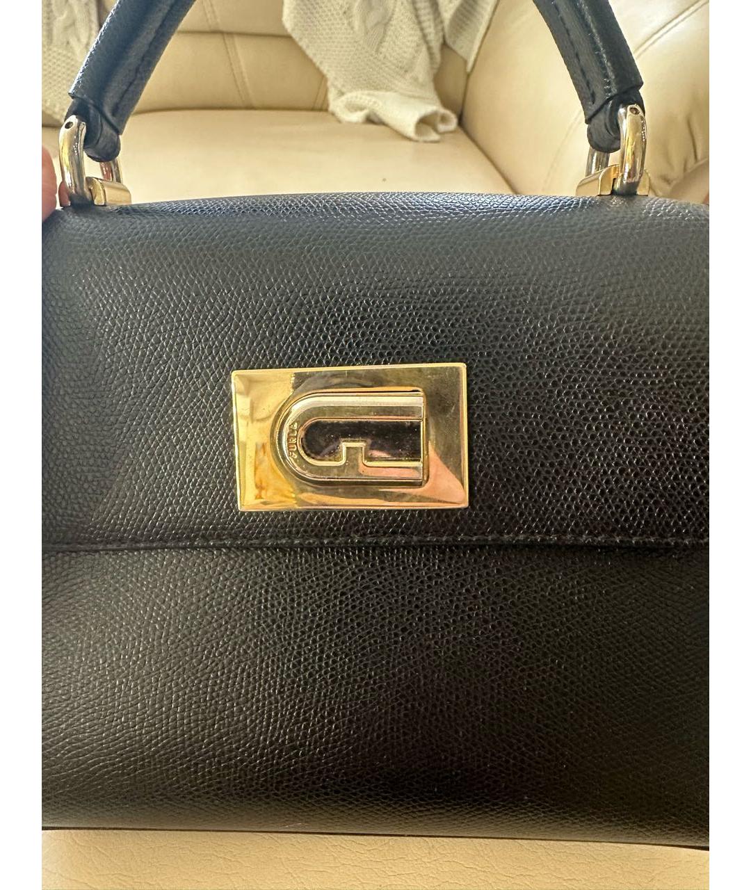 FURLA Черная кожаная сумка с короткими ручками, фото 4