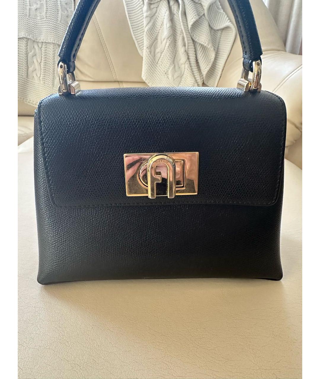 FURLA Черная кожаная сумка с короткими ручками, фото 5