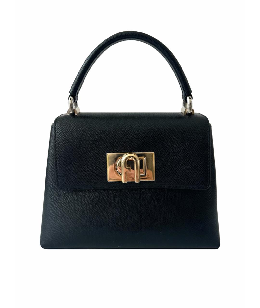 FURLA Черная кожаная сумка с короткими ручками, фото 1