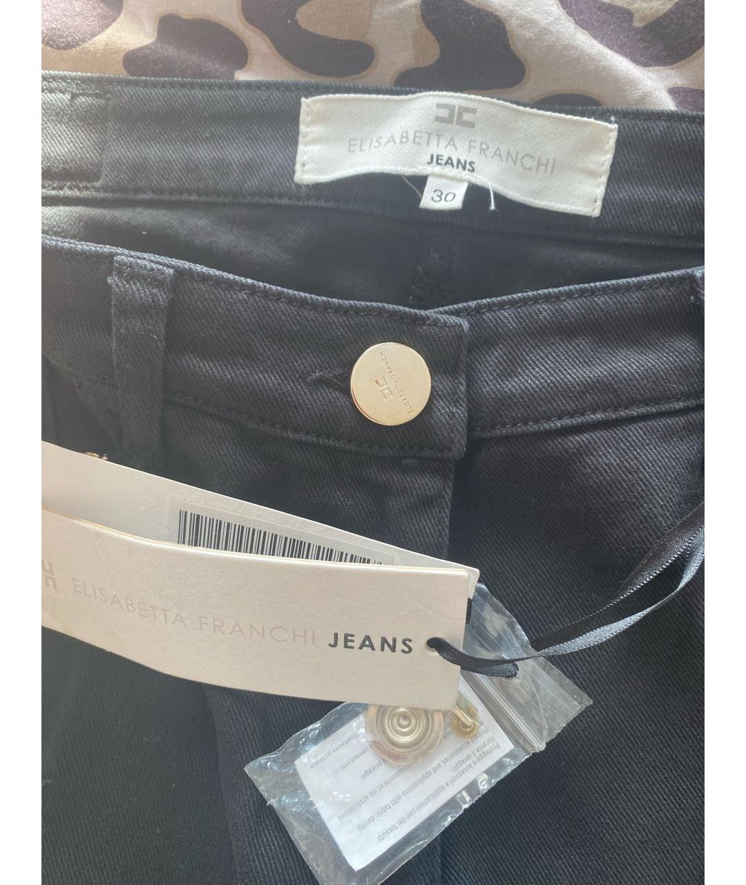 ELISABETTA FRANCHI Черные хлопко-эластановые джинсы слим, фото 3
