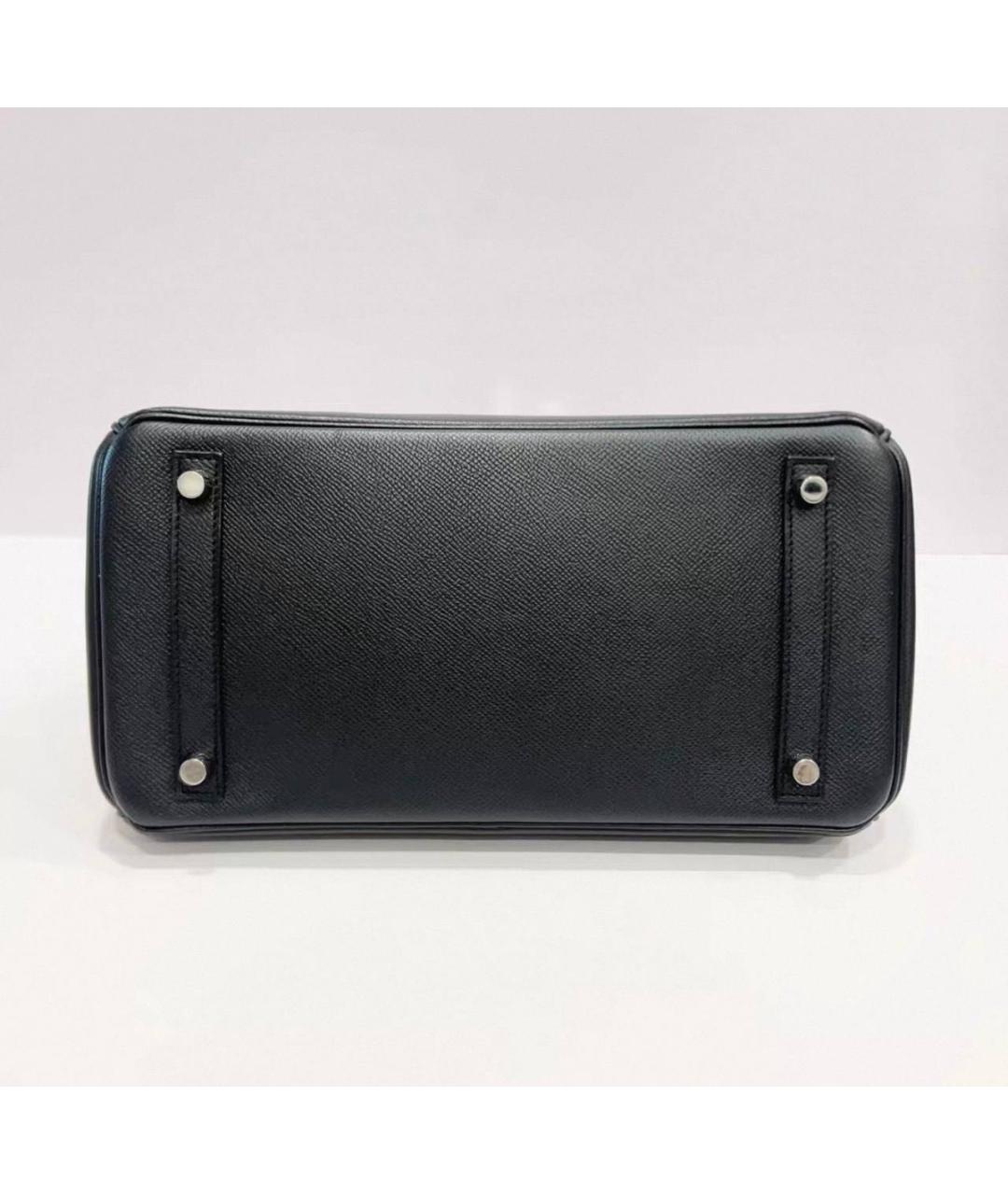 HERMES Черная кожаная сумка с короткими ручками, фото 4