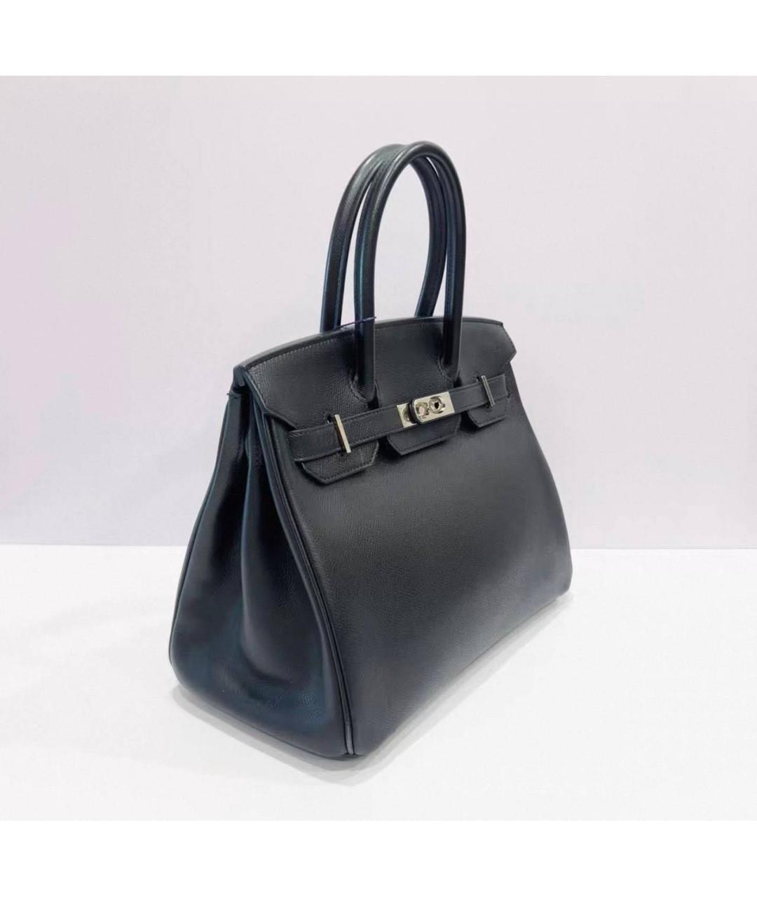 HERMES Черная кожаная сумка с короткими ручками, фото 3