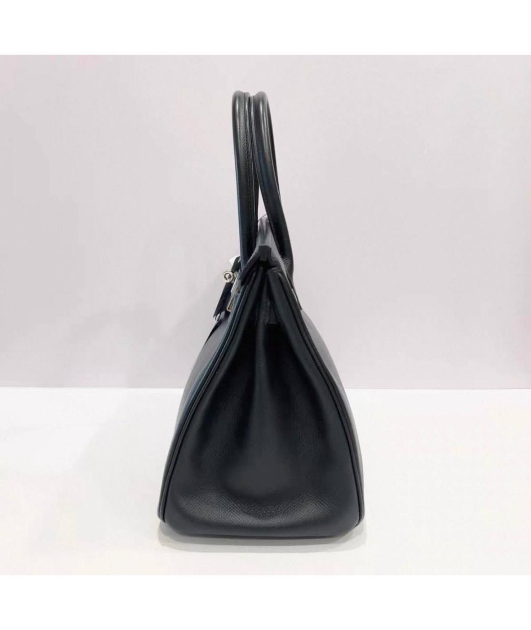 HERMES Черная кожаная сумка с короткими ручками, фото 5