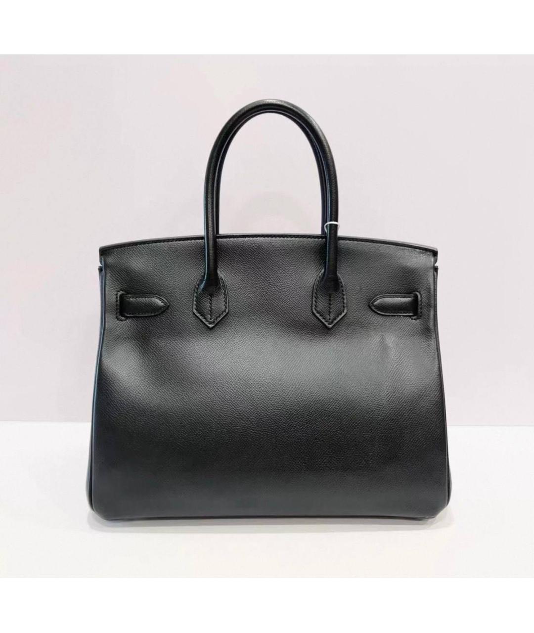 HERMES Черная кожаная сумка с короткими ручками, фото 2