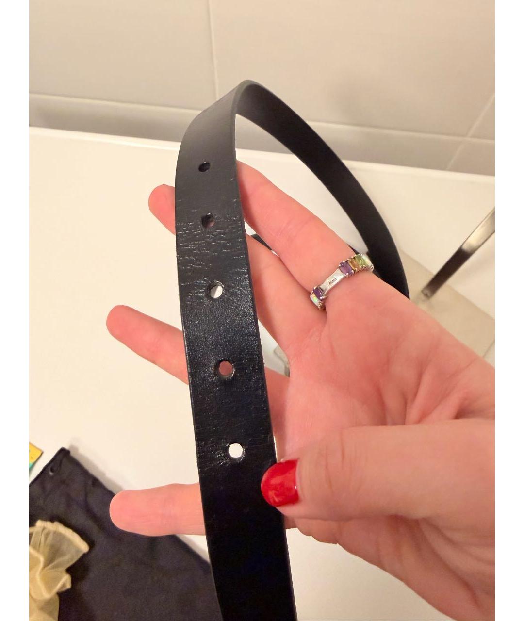 SAINT LAURENT Черный кожаный ремень, фото 6